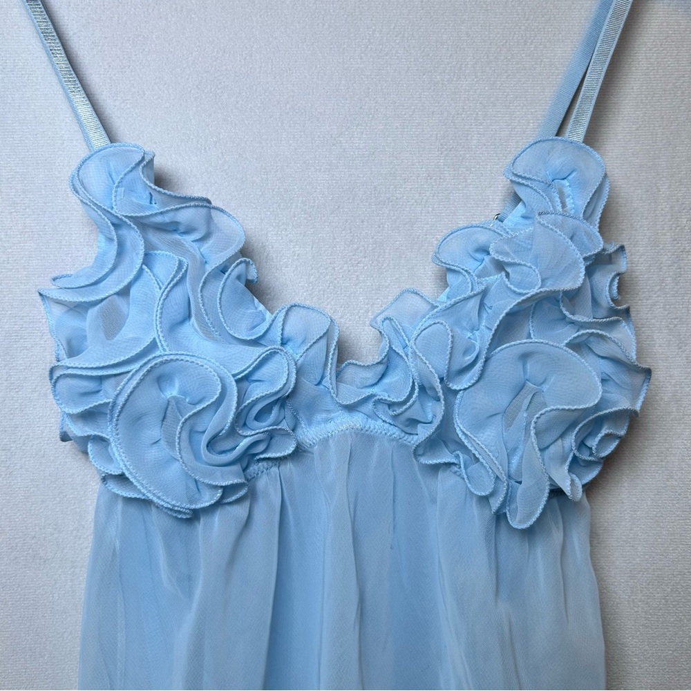 La Senza Light Blue Chiffon Ruffle Babydoll Cami Sheer Fairycore Coquette XS